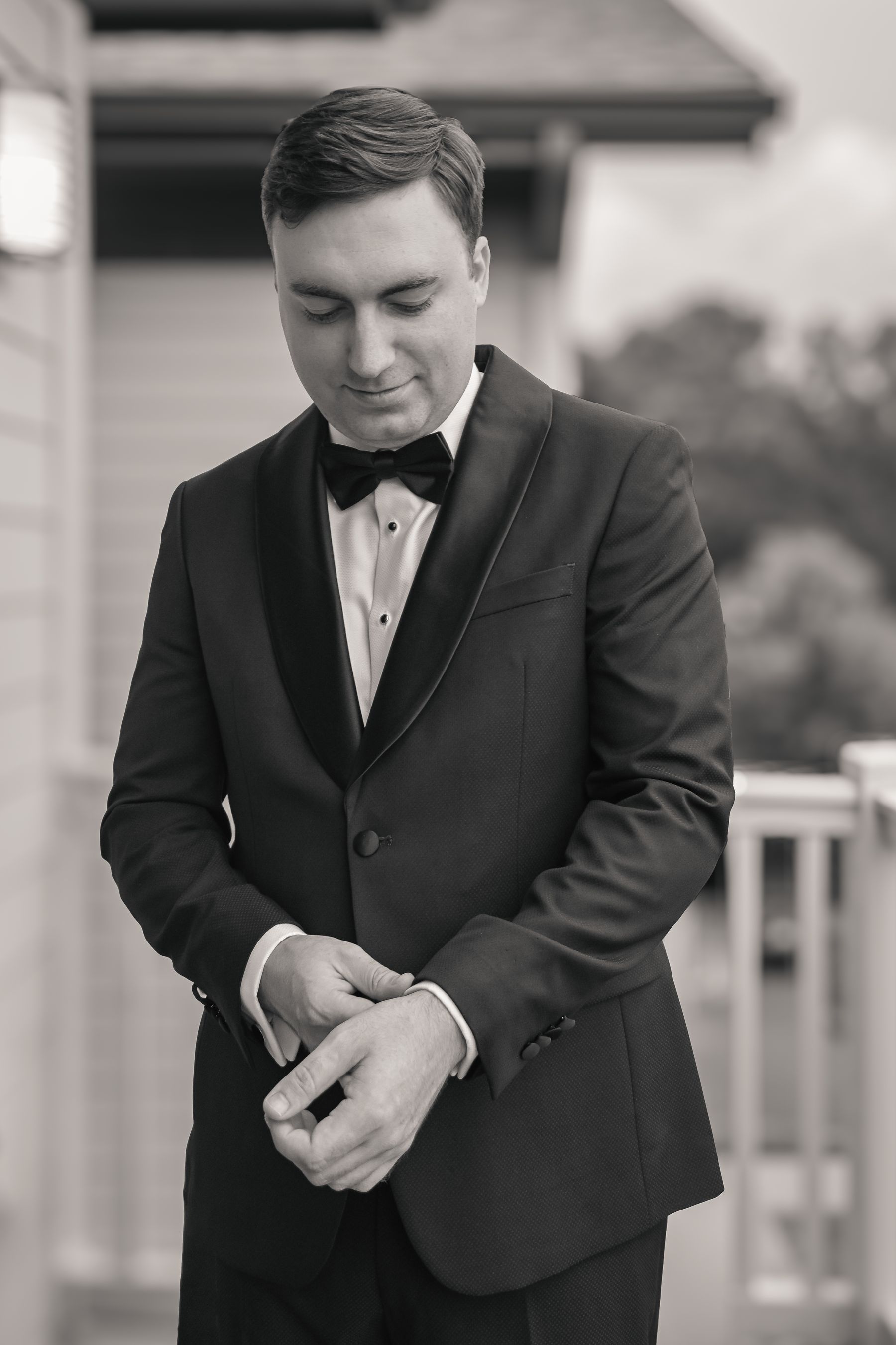 Mike Loerop, wedding photographer in Charlotte, North Carolina, in a black tuxedo and bow tie