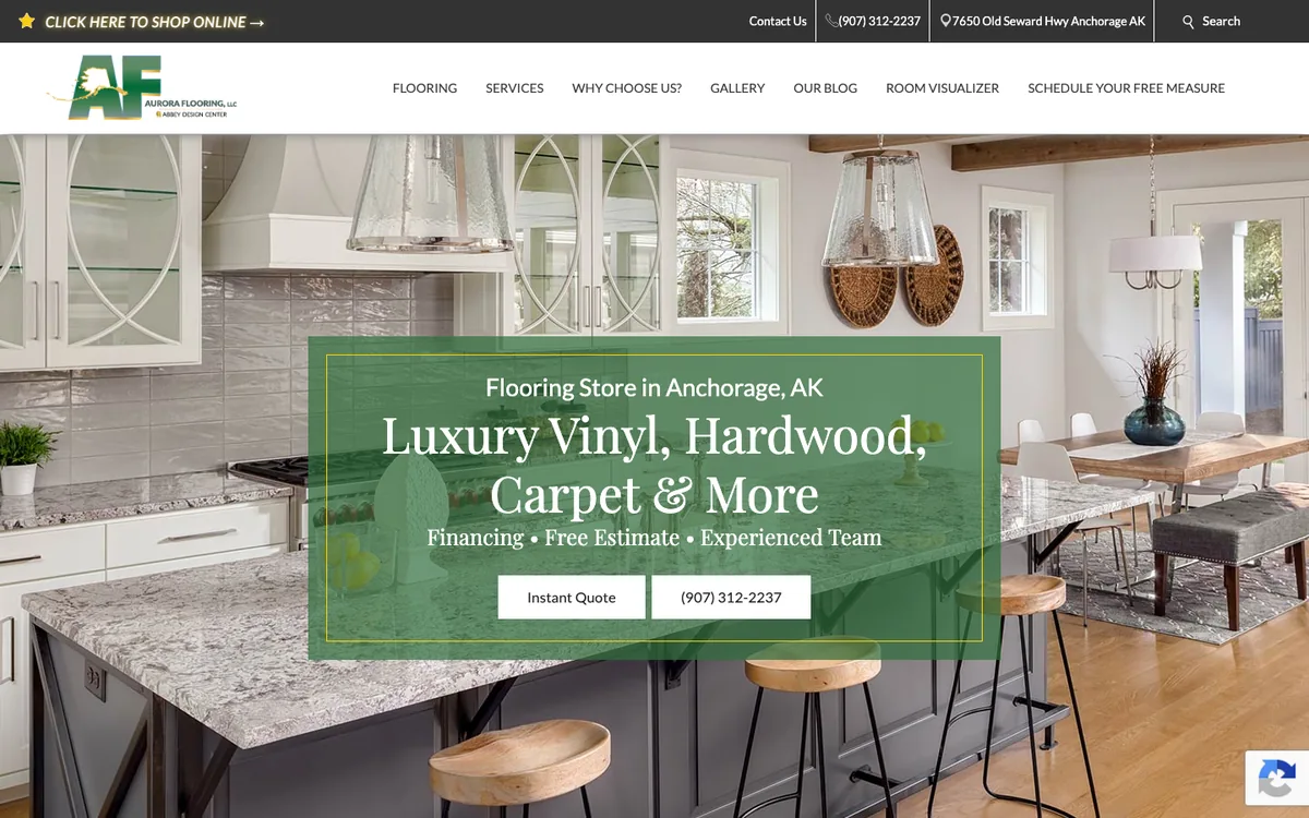 Aurora Flooring homepage