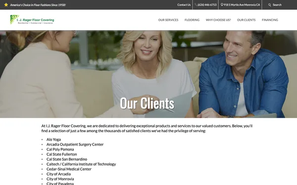 Here's a list of some of the customer's we've helped here at IJ Rager Floor Covering.