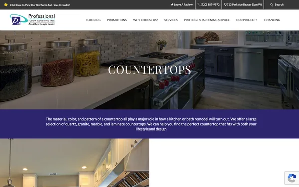 Kitchen & Bath countertops in quartz, granite, solid surface, and laminate