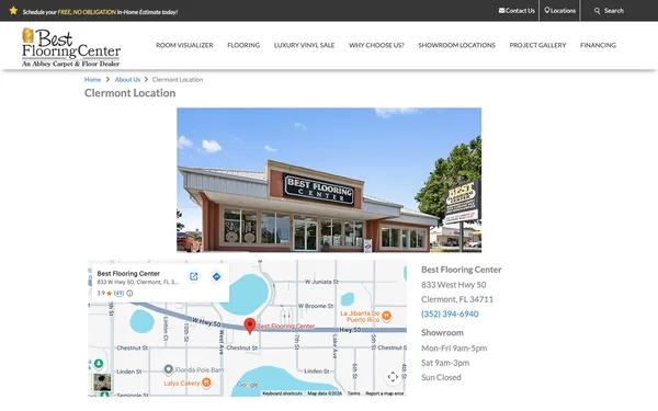 Best Flooring Center’s Location – Clermont, FL 34711 – Map and Directions