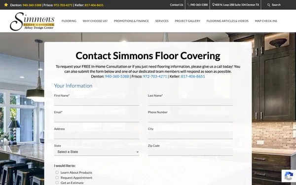 Contact Simmons Floor Covering Retail Flooring Showroom