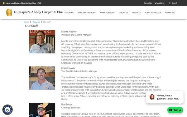 Meet the staff of Gillespies's Abbey Carpet & Floor