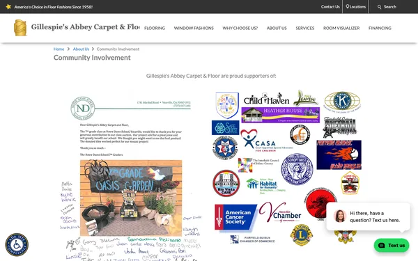 Community Involvement | Gillespie's Abbey Carpet & Floor
