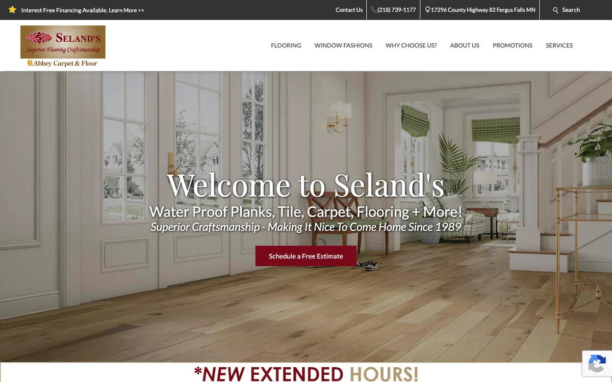 Seland's Abbey Flooring Center homepage