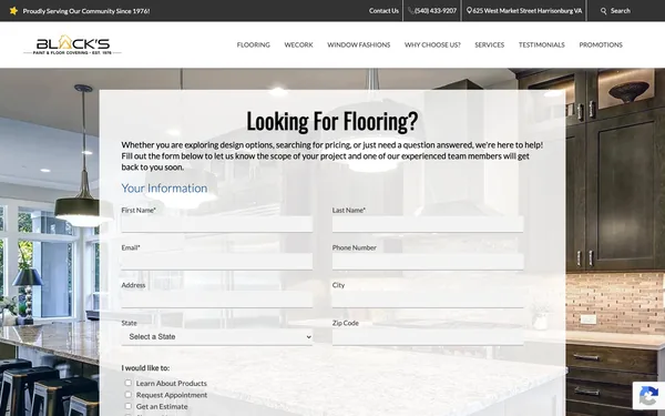 Contact Black's Paint Floor Covering | Harrisonburg’s Best Flooring Showroom