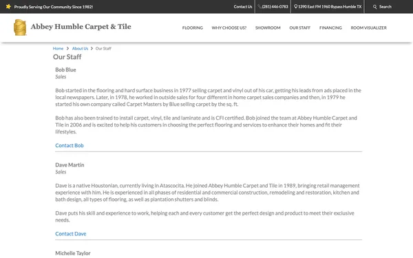 Meet The Staff of Abbey Humble Carpet & Tile