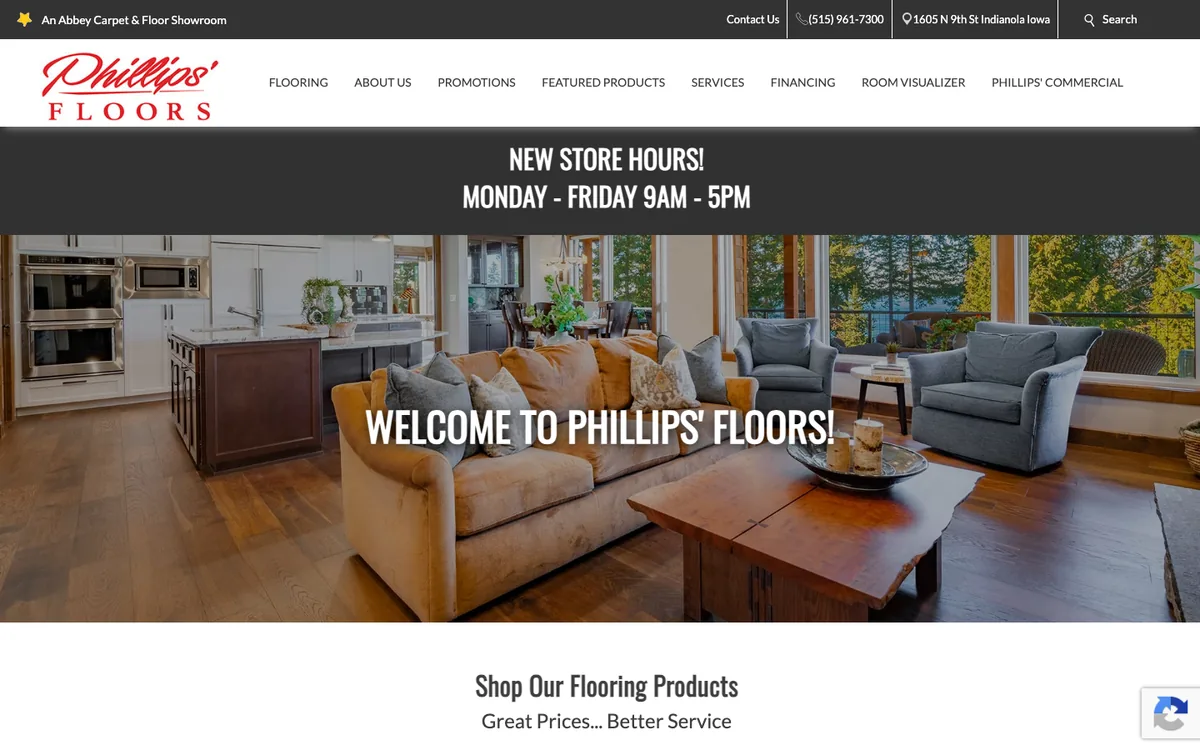 Phillips' Floors homepage