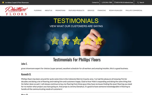 Testimonials – See What Customers Say About Phillips’ Floors