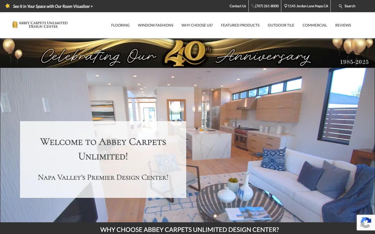 Abbey Carpets Unlimited Design Center homepage