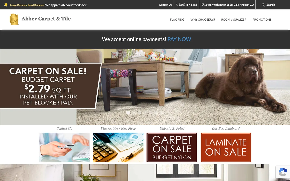 Abbey Carpet & Tile homepage