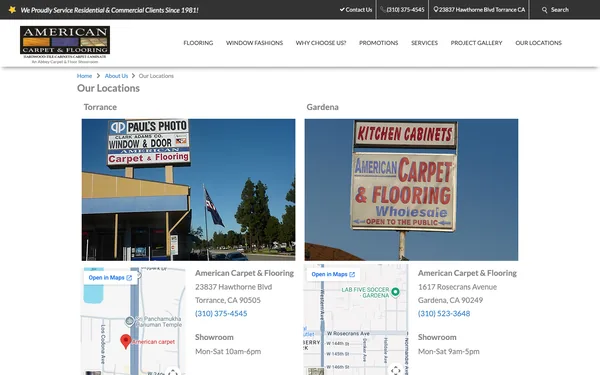 American Carpet Inc.'s Locations | Torrance, CA 90505 | Gardena, CA 90249 | Map and Directions