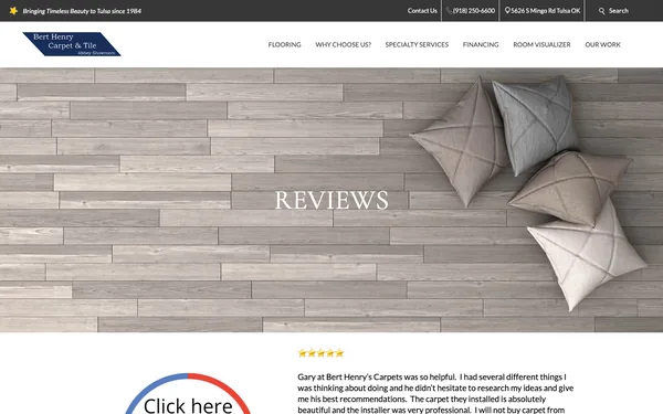 Testimonials from pleased customers at Bert Henry Carpet & Tile
