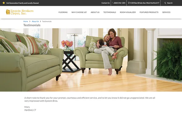 Testimonials | See What Customers Say About Epstein Brothers Carpet, Inc.