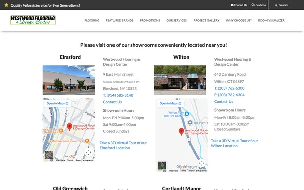 Map and Directions to Westwood Flooring Center's Showrooms